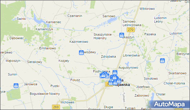 mapa Zakręty gmina Izbica Kujawska, Zakręty gmina Izbica Kujawska na mapie Targeo