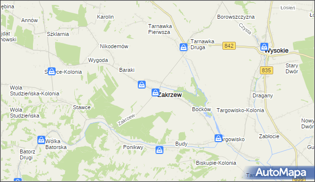 mapa Zakrzew powiat lubelski, Zakrzew powiat lubelski na mapie Targeo