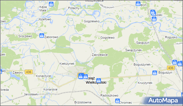 mapa Zakrzewice, Zakrzewice na mapie Targeo