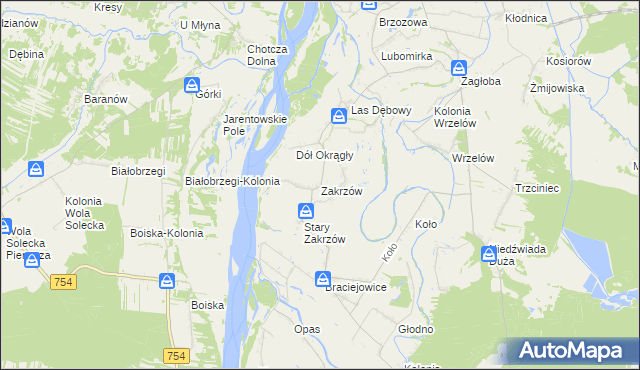 mapa Zakrzów gmina Łaziska, Zakrzów gmina Łaziska na mapie Targeo