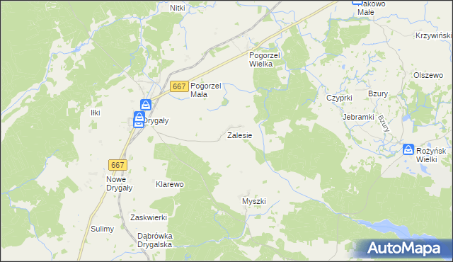 mapa Zalesie gmina Biała Piska, Zalesie gmina Biała Piska na mapie Targeo
