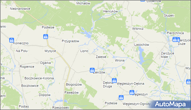 mapa Zalesie gmina Oksa, Zalesie gmina Oksa na mapie Targeo