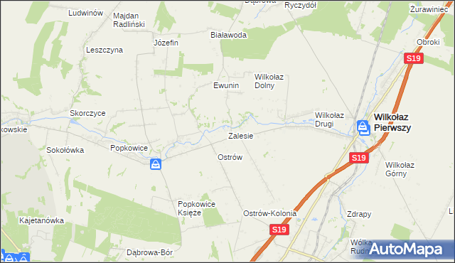 mapa Zalesie gmina Wilkołaz, Zalesie gmina Wilkołaz na mapie Targeo