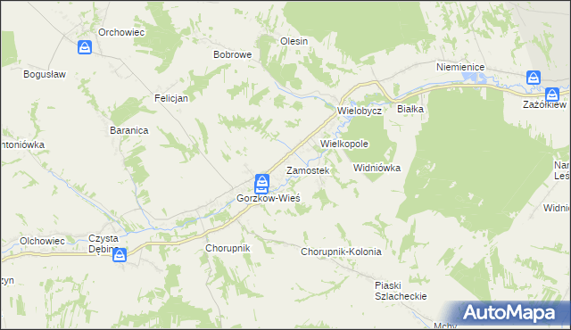 mapa Zamostek gmina Gorzków, Zamostek gmina Gorzków na mapie Targeo