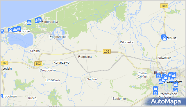 mapa Zapolice gmina Trzebiatów, Zapolice gmina Trzebiatów na mapie Targeo