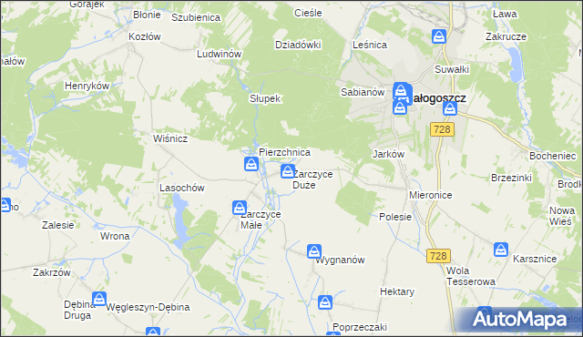 mapa Żarczyce Duże, Żarczyce Duże na mapie Targeo