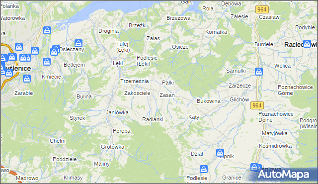 mapa Zasań, Zasań na mapie Targeo