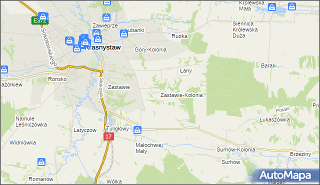 mapa Zastawie-Kolonia, Zastawie-Kolonia na mapie Targeo