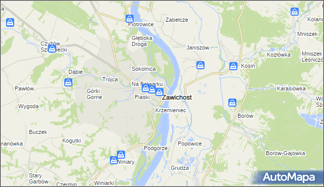 mapa Zawichost, Zawichost na mapie Targeo