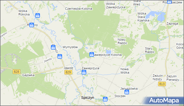 mapa Zawieprzyce-Kolonia, Zawieprzyce-Kolonia na mapie Targeo