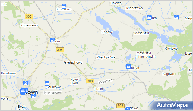 mapa Zbęchy-Pole, Zbęchy-Pole na mapie Targeo