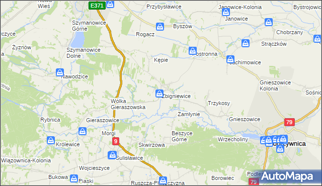 mapa Zbigniewice, Zbigniewice na mapie Targeo