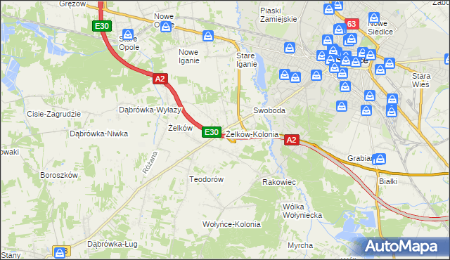 mapa Żelków-Kolonia, Żelków-Kolonia na mapie Targeo