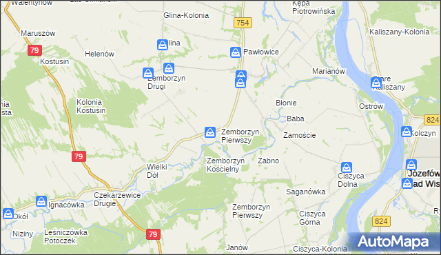 mapa Zemborzyn Pierwszy gmina Solec nad Wisłą, Zemborzyn Pierwszy gmina Solec nad Wisłą na mapie Targeo