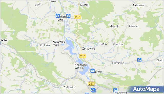 mapa Żerkowice gmina Lwówek Śląski, Żerkowice gmina Lwówek Śląski na mapie Targeo