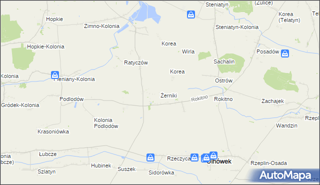 mapa Żerniki gmina Ulhówek, Żerniki gmina Ulhówek na mapie Targeo