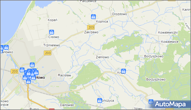 mapa Zielnowo gmina Darłowo, Zielnowo gmina Darłowo na mapie Targeo