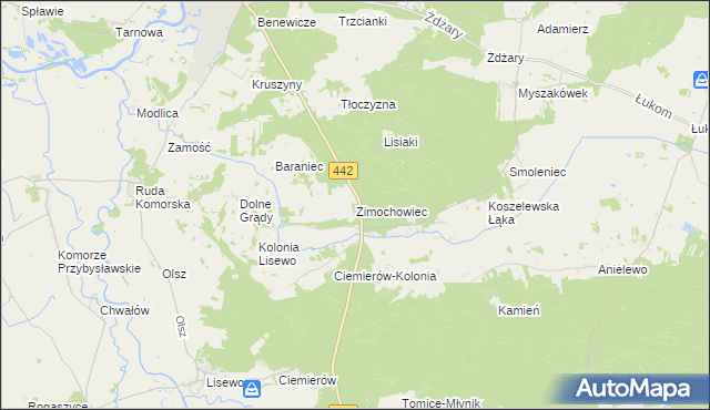 mapa Zimochowiec, Zimochowiec na mapie Targeo