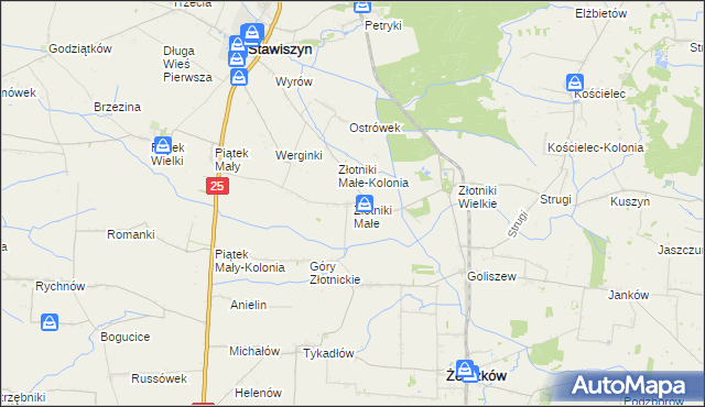 mapa Złotniki Małe, Złotniki Małe na mapie Targeo