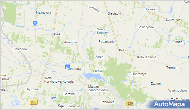 mapa Zosin gmina Cyców, Zosin gmina Cyców na mapie Targeo