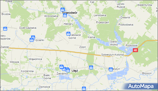 mapa Zosin gmina Ułęż, Zosin gmina Ułęż na mapie Targeo