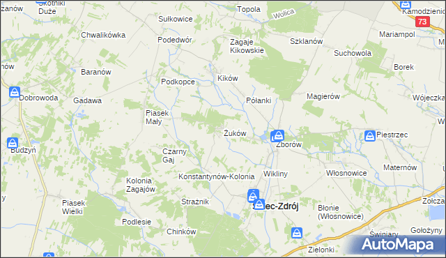 mapa Żuków gmina Solec-Zdrój, Żuków gmina Solec-Zdrój na mapie Targeo