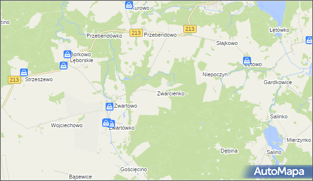 mapa Zwarcienko, Zwarcienko na mapie Targeo