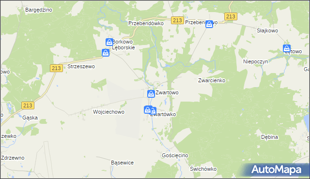 mapa Zwartowo gmina Choczewo, Zwartowo gmina Choczewo na mapie Targeo