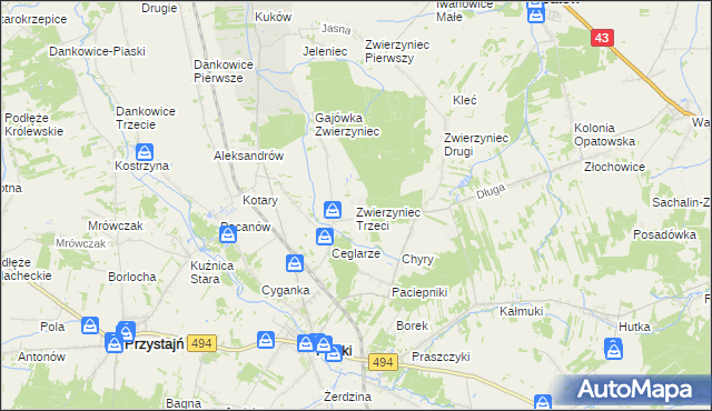 mapa Zwierzyniec Trzeci, Zwierzyniec Trzeci na mapie Targeo