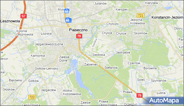 mapa Siedliska gmina Piaseczno, Siedliska gmina Piaseczno na mapie Targeo