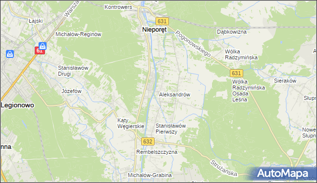 mapa Aleksandrów gmina Nieporęt, Aleksandrów gmina Nieporęt na mapie Targeo