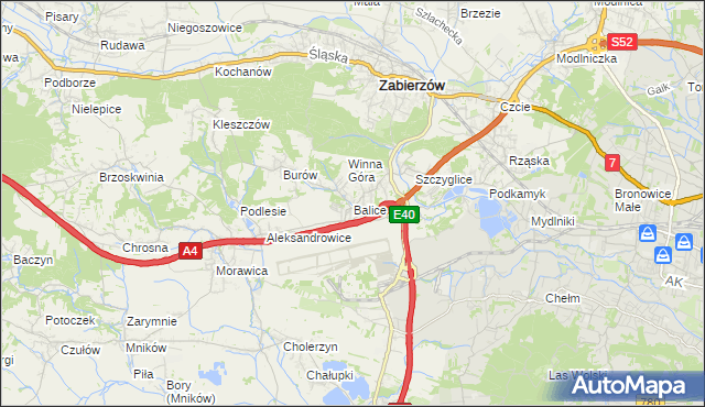 mapa Balice gmina Zabierzów, Balice gmina Zabierzów na mapie Targeo