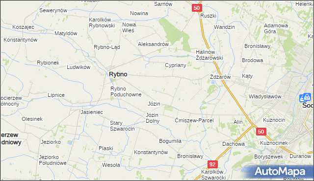 mapa Ćmiszew Rybnowski, Ćmiszew Rybnowski na mapie Targeo