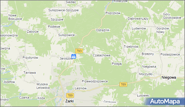mapa Czatachowa, Czatachowa na mapie Targeo