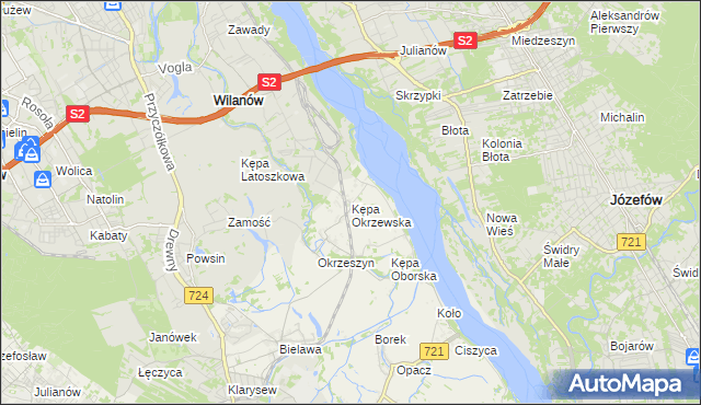 mapa Kępa Okrzewska, Kępa Okrzewska na mapie Targeo