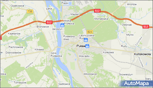 mapa Puław, Puławy na mapie Targeo