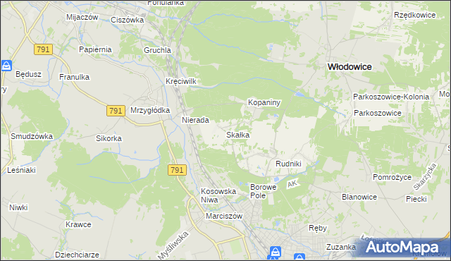 mapa Skałka gmina Włodowice, Skałka gmina Włodowice na mapie Targeo