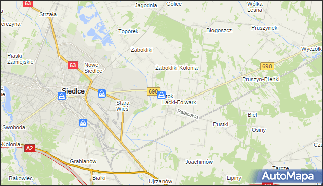 mapa Stok Lacki-Folwark, Stok Lacki-Folwark na mapie Targeo