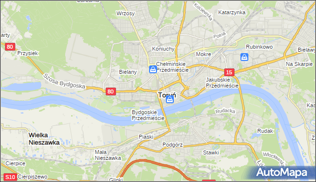 mapa Torunia, Toruń na mapie Targeo