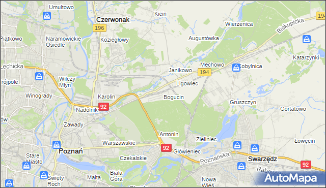mapa Bogucin gmina Swarzędz, Bogucin gmina Swarzędz na mapie Targeo