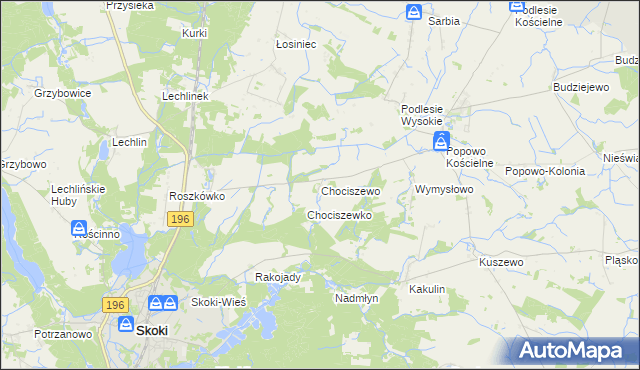 mapa Chociszewo gmina Skoki, Chociszewo gmina Skoki na mapie Targeo