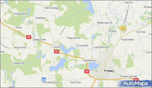 mapa Chorzewo gmina Kwilcz, Chorzewo gmina Kwilcz na mapie Targeo