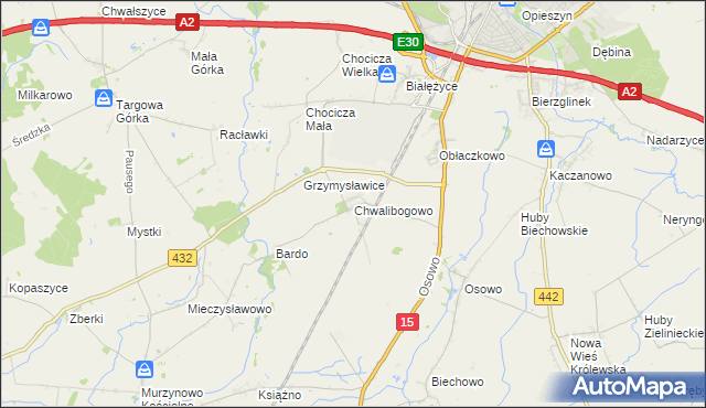 mapa Chwalibogowo gmina Września, Chwalibogowo gmina Września na mapie Targeo