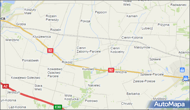 mapa Cienin-Perze, Cienin-Perze na mapie Targeo