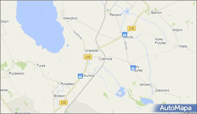 mapa Czernice gmina Pyrzyce, Czernice gmina Pyrzyce na mapie Targeo