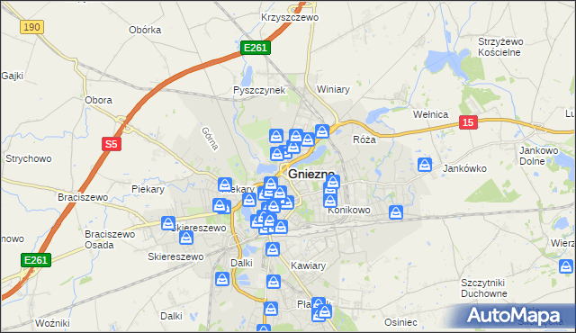 mapa Gniezna, Gniezno na mapie Targeo