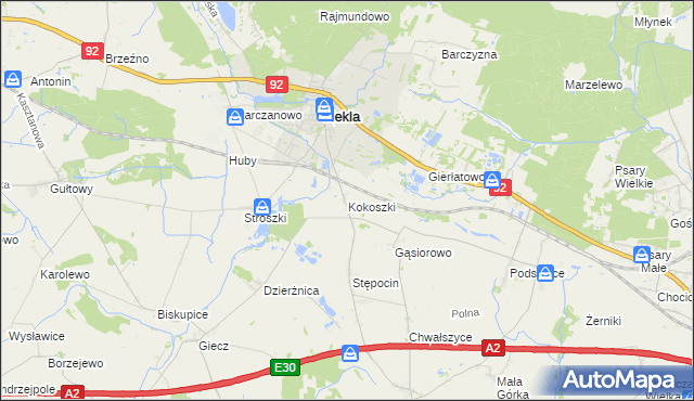 mapa Kokoszki gmina Nekla, Kokoszki gmina Nekla na mapie Targeo
