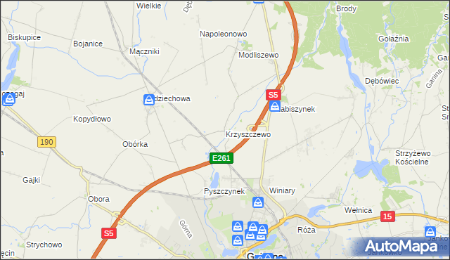 mapa Krzyszczewo, Krzyszczewo na mapie Targeo