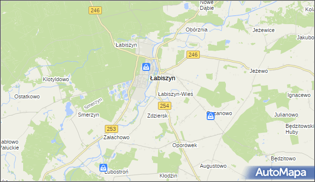 mapa Łabiszyn-Wieś, Łabiszyn-Wieś na mapie Targeo