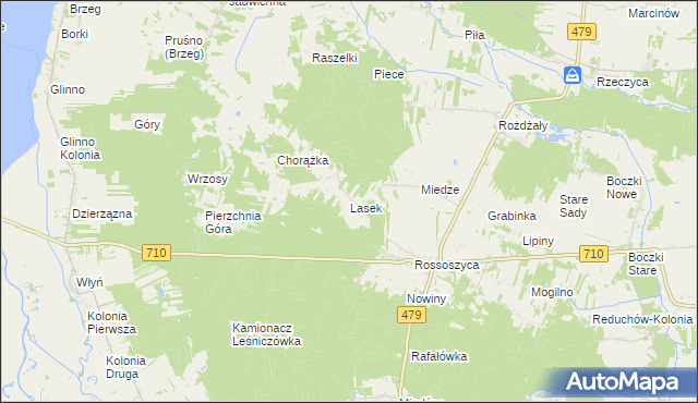 mapa Lasek gmina Warta, Lasek gmina Warta na mapie Targeo